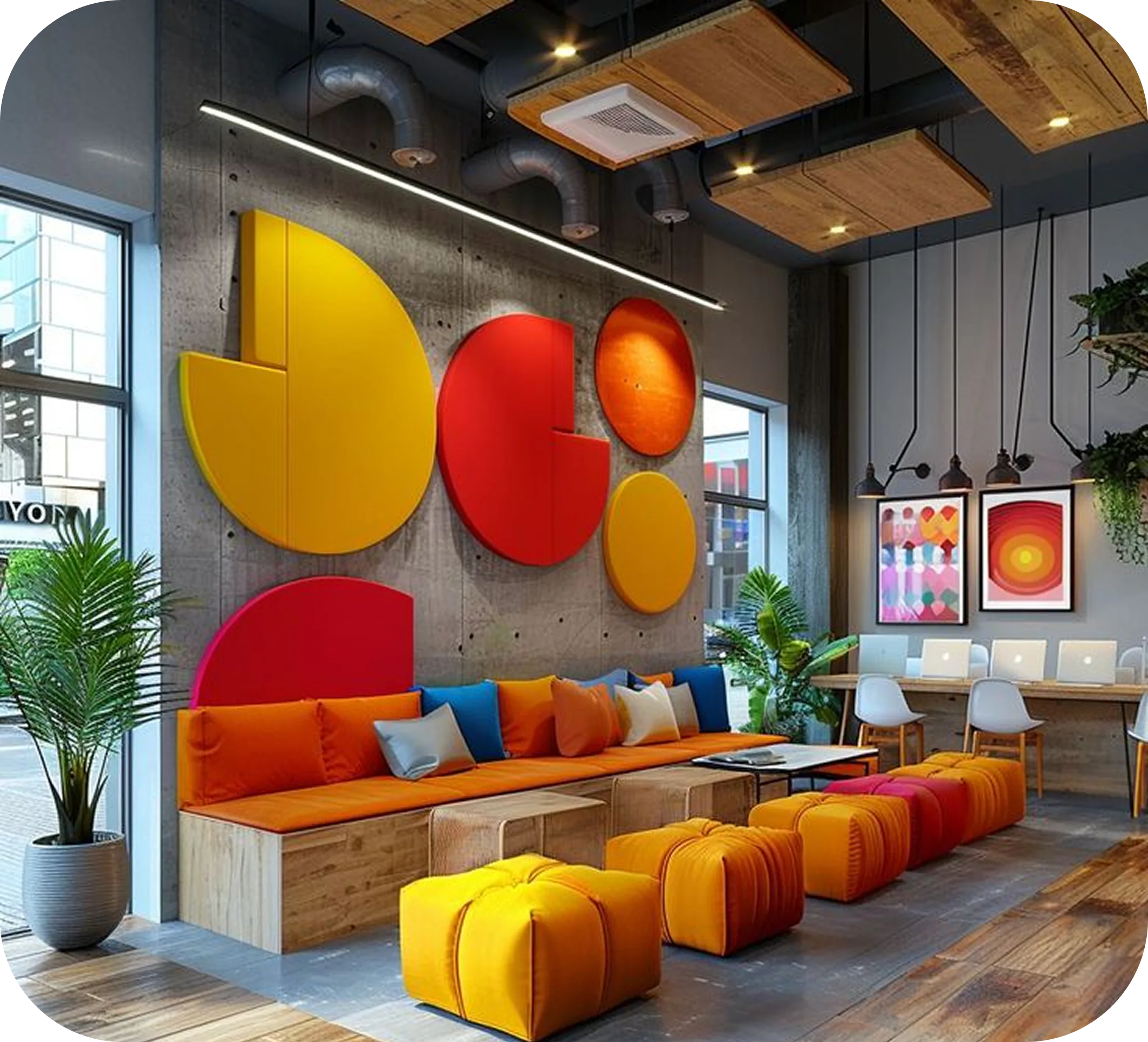 An expressive contemporary interior reflecting Nairobi design trends across residential and office spaces.